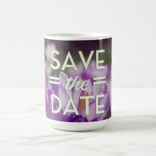 Save the Date Purple Flower Magic Mug (Center)