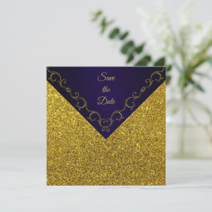 Save The Date Purple glamour et or Enregistrer la date