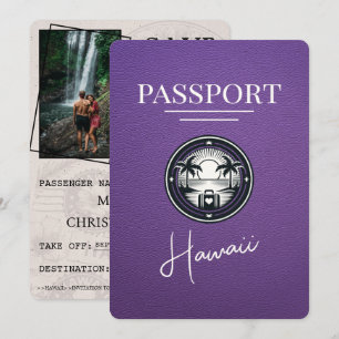 Save The Date Purple Hawaii Passeport Enregistrer La Date