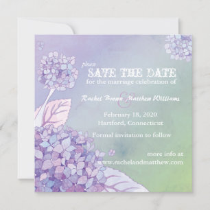 Save The Date Purple Hydrangeas Ombre Mariage Enregistrer la dat