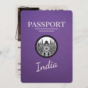 Save The Date Purple India Passeport Enregistrer La Date