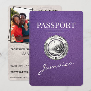 Save The Date Purple Jamaïque Passeport Enregistrer La Date