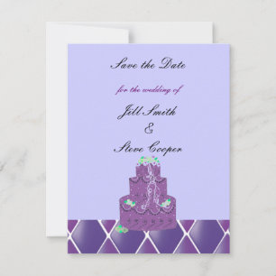Save The Date Purple Mariage gâteau Enregistrer la date