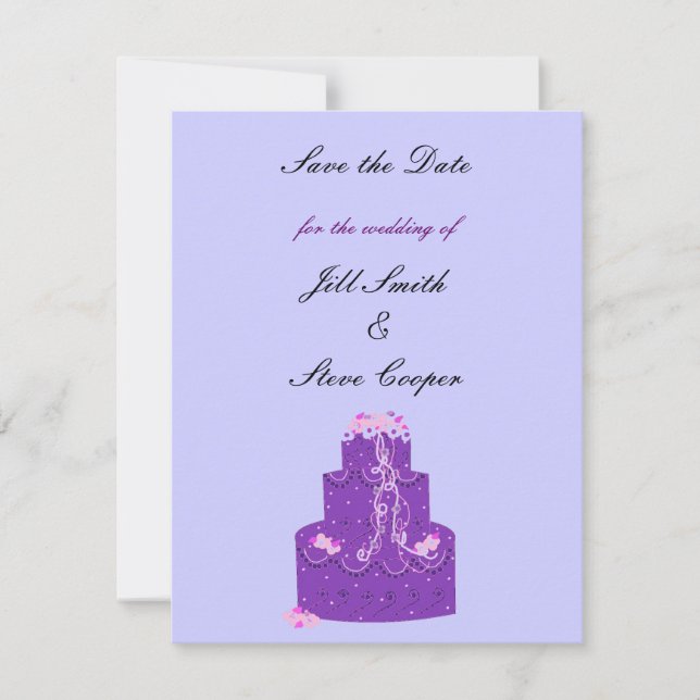 Save The Date Purple Mariage gâteau Enregistrer la date (Devant)
