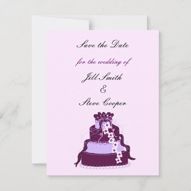 Save The Date Purple Mariage gâteau Enregistrer la date (Devant)