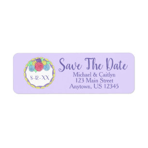 Save The Date Purple Pink Floral Wedding Cake