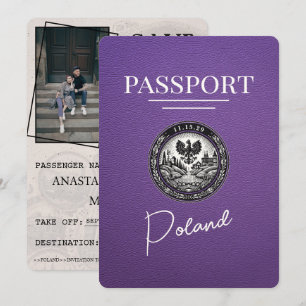 Save The Date Purple Pologne Passeport Enregistrer La Date