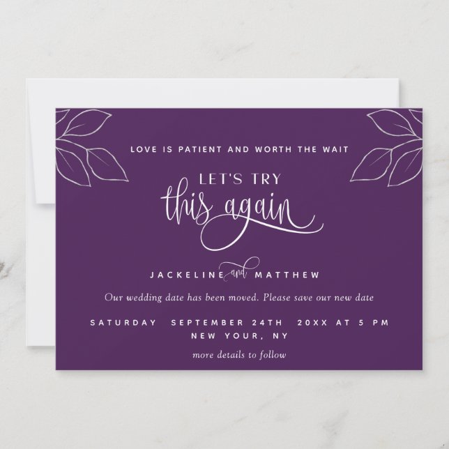 Save The Date Purple profond, Essayons de nouveau, l'amour est p (Devant)
