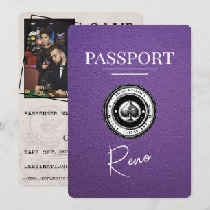 Save The Date Purple Reno Passeport Enregistrer La Date