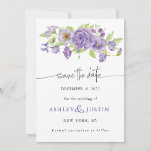 Save The Date Purple rêve stylisé floraux mariages