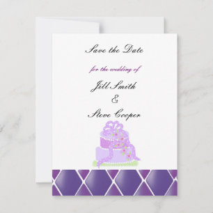 Save The Date Purple Ribbon Mariage gâteau Enregistrer la date