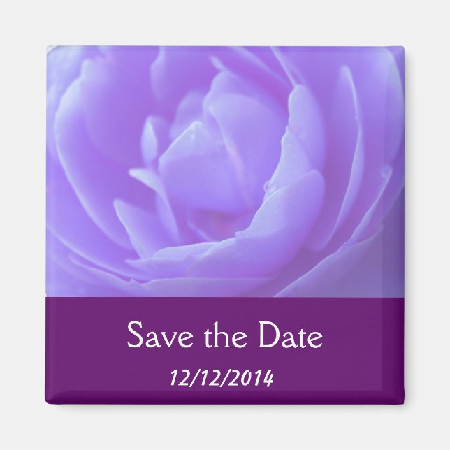 Save the date,purple rose flower magnet (Front)