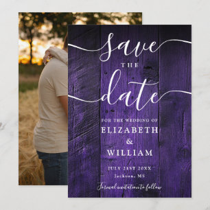 Save The Date Purple Rustic Grange Boho Chic Photo Mariage