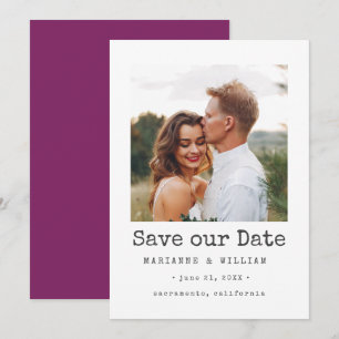 Save The Date Purple Simple CARRÉ Photo mariage enregistrer la d
