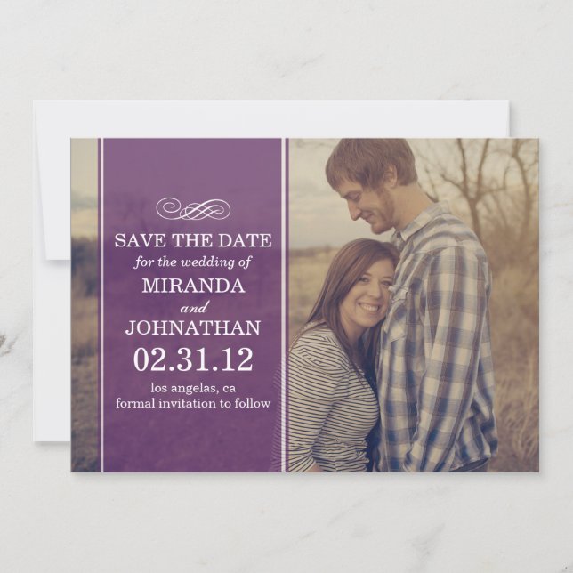 Save The Date Purple Transparent Photo Enregistrer La Date Invit (Devant)
