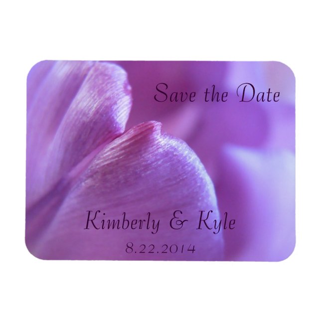 Save the Date Purple Tulip Petal Flexible Magnet (Horizontal)