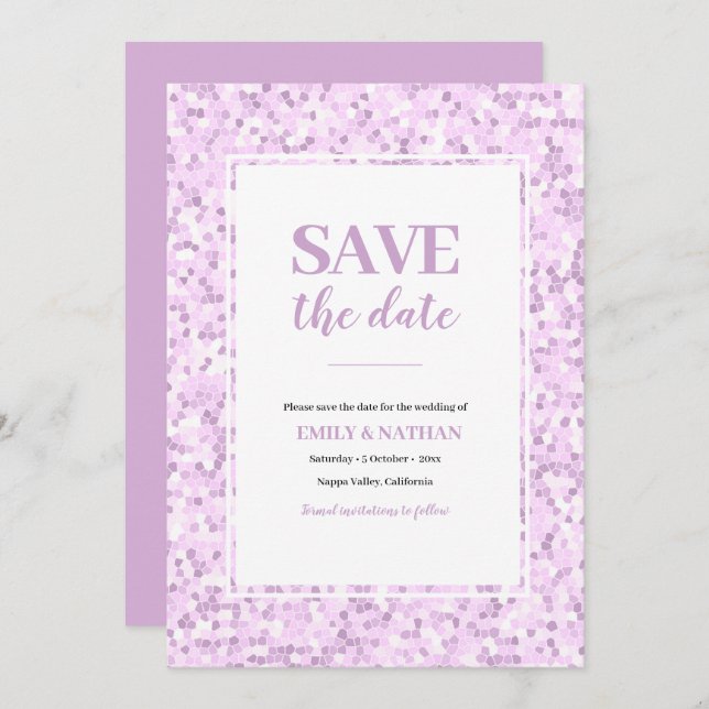 Save the date Purple Violet Mosaic Invitation (Front/Back)