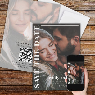 Save the Date QR Code 2 Photo Minimalist Modern