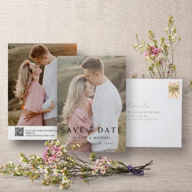 Save The Date QR Code Modern Elegant Script 2 Mariage photo (Save the Date!)