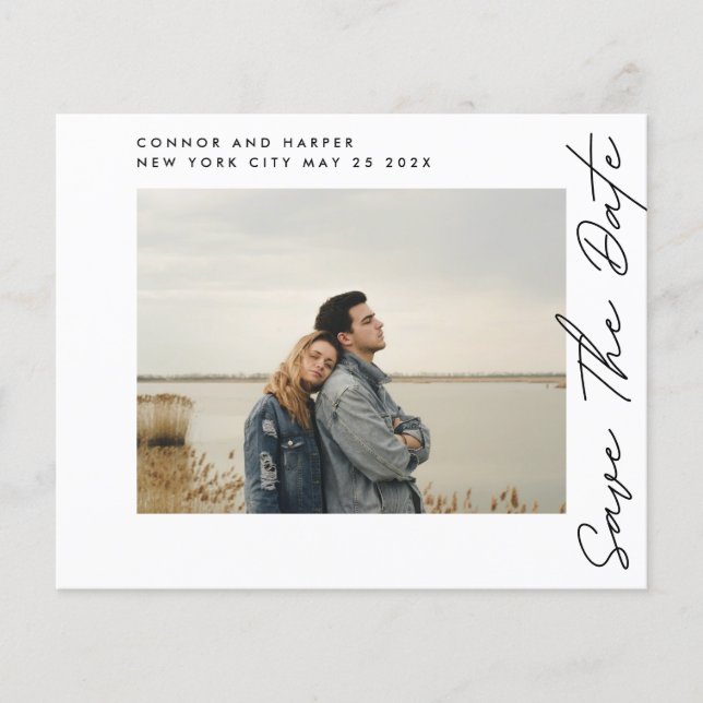 save the date QR Code Modern Photo Border budget Flyer (Front)