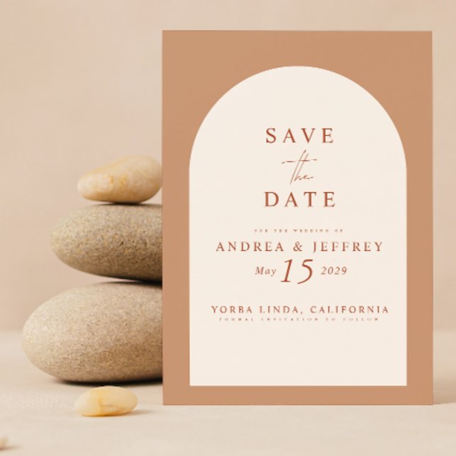 Save The Date QR Code Modern Terracotta Arch Photo Enregistrer L (Save the Date for our wedding!  #LoveBegins)