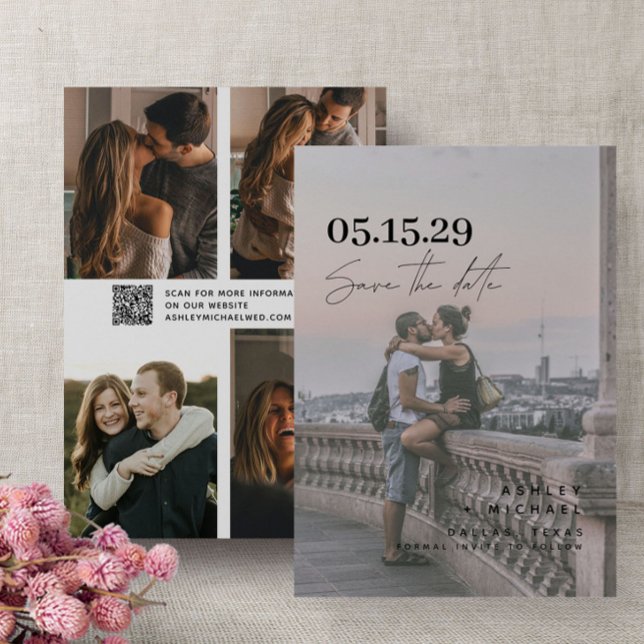 Save The Date QR Code Moderne Vellum Overlay Script 4 Photo (Save the Date: Love is in the air!)
