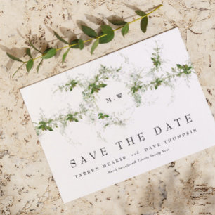 Save The Date QR Code non-PHOTO Eucalyptus Monogramme Mariage