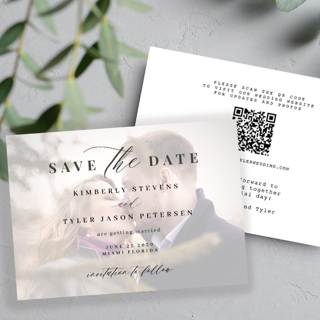 Save The Date QR CODE photo élégant script moderne mariage (Créateur téléchargé)
