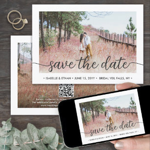 Save The Date QR Code Simple manuscrit Script 2 Mariage photo