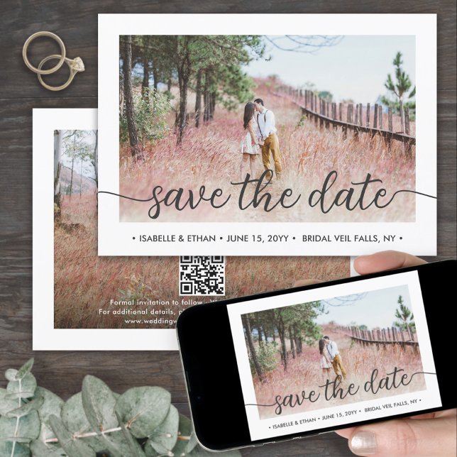 Save The Date QR Code Simple manuscrit Script 2 Mariage photo (Créateur téléchargé)
