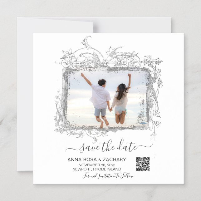 *~* SAVE the DATE  - QR code Website AR6 Wedding Magnetic Invitation (Front)