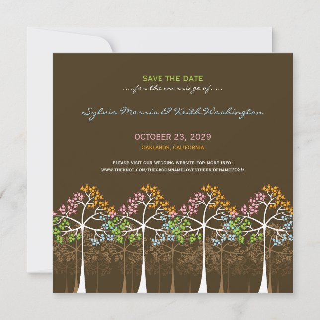 Save The Date Quatre Saisons Arbres Bois Mariage Sauvez La Date (Devant)