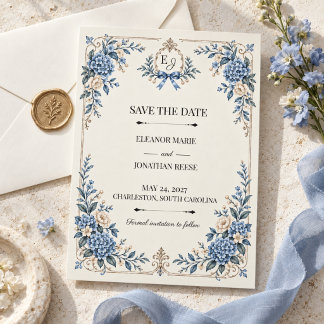 Save The Date Quelque chose de bleu vintage héritage à la date d
