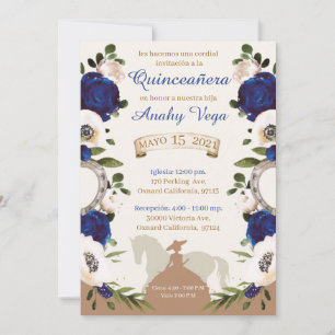 Save The Date Quinceañera Blue Royal Charra, Charro Western