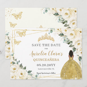 Save The Date Quinceanera Brown princesse blanche d'ivoire