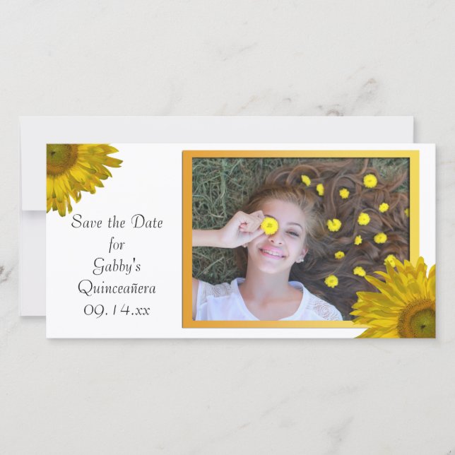 Save The Date Quinceanera de tournesol jaune Enregistrer la date (Devant)