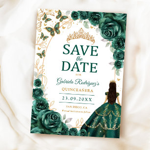 Save The Date Quinceanera Émeraude Or Floral