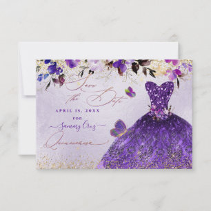Save The Date Quinceanera Enregistrer la date Violet Robe violet