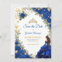 Quinceañera Papillons Dorés Bleu Royal
