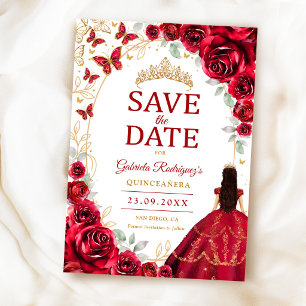 Save The Date Quinceanera Rouge Or Floral