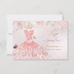 Save The Date Quinceanera RSVP Robe rose pâle