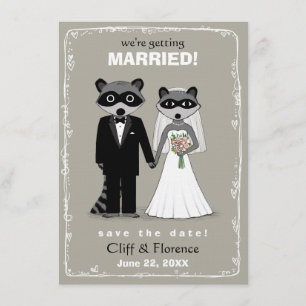 Save The Date Raccoons Mariage Enregistrer la date (gris chaud)