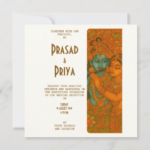 Save The Date Radha Krishna peinture murale indienne hindoue
