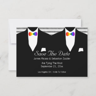 Save The Date Rainbow Bow Cravate Gay Enregistrer le Mariage de