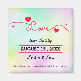 Save The Date,rainbow hearts,Colourful Magnet