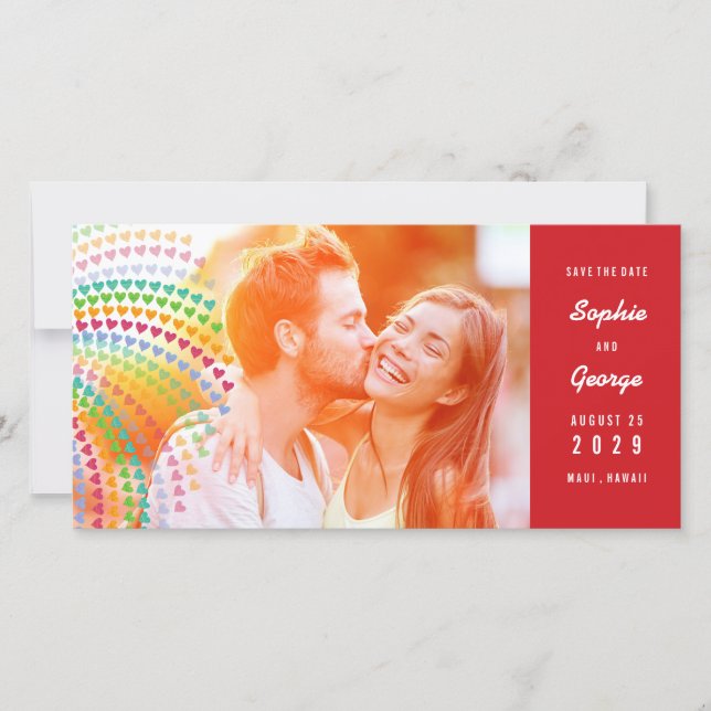 Save The Date Rainbow Hearts Sprinkies Photo Enregistrer La Date (Devant)