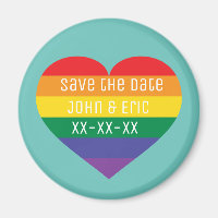 Save the date rainbow pride heart