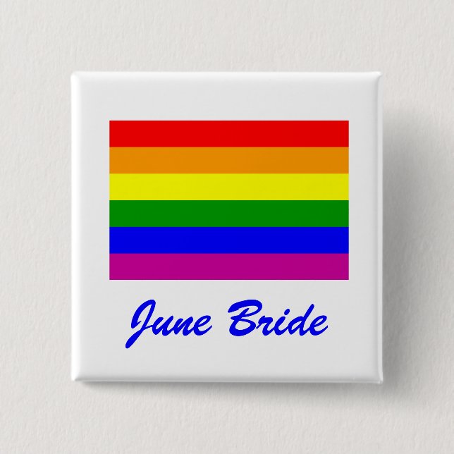 Save the Date/Rainbow Wedding/Gay Pride 2 Inch Square Button (Front)