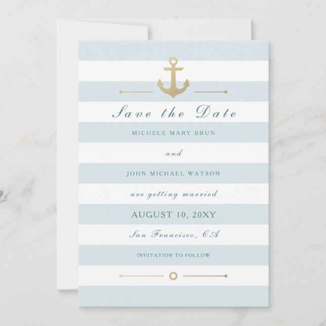 Save The Date Rappel Nautique Bleu Bleu Clair Enregistrer La Dat (Devant)