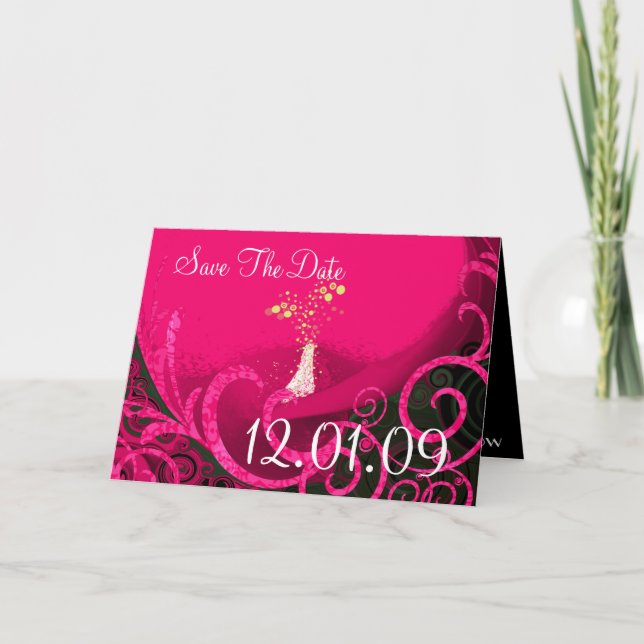 Save the Date Rasberry Cala Lily Postcard (Front)